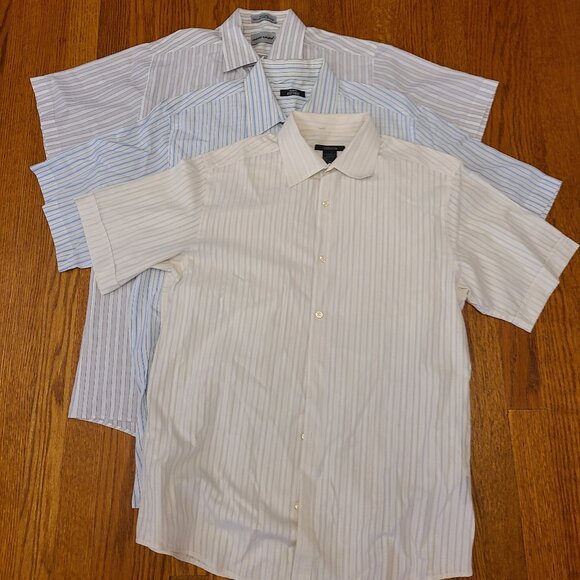 SET OF 3 Mens Shirt Size Medium Neck 15.5 Button Up Short Sleeve - Picture 1 of 8
